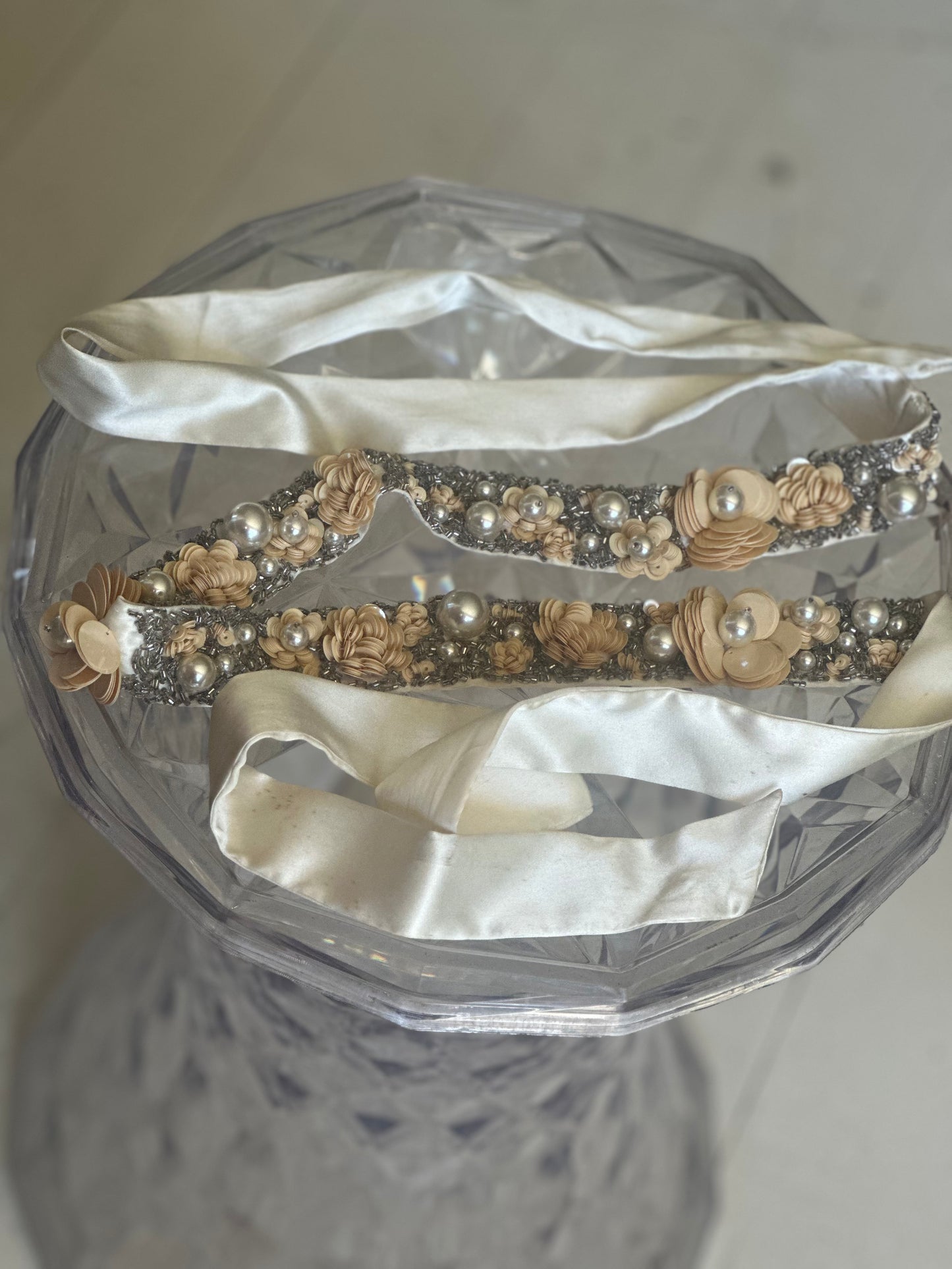 Pearl, sequin hand beaded Sash/belt