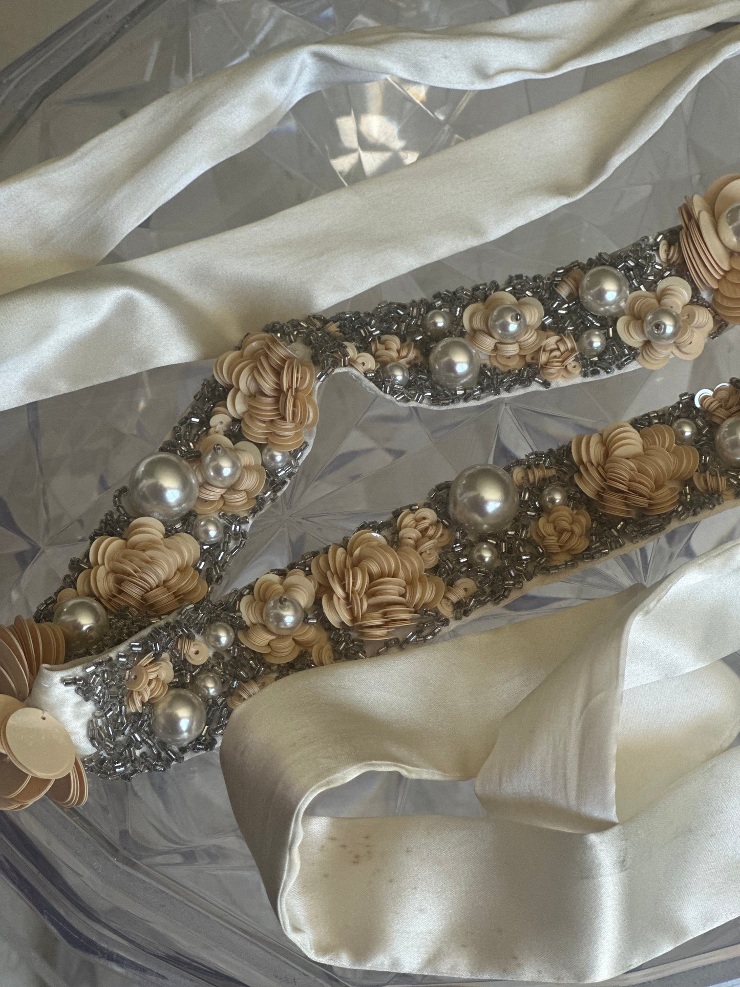 Pearl, sequin hand beaded Sash/belt