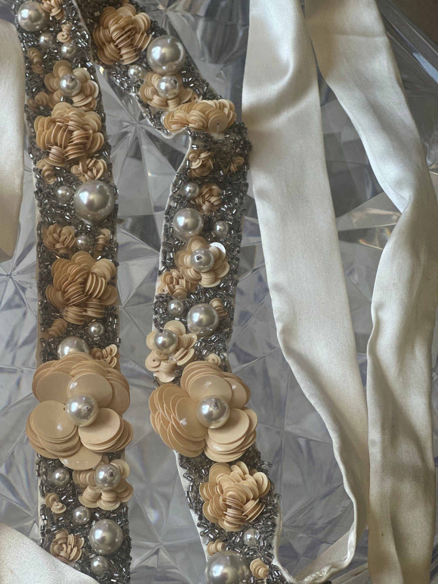 Pearl, sequin hand beaded Sash/belt